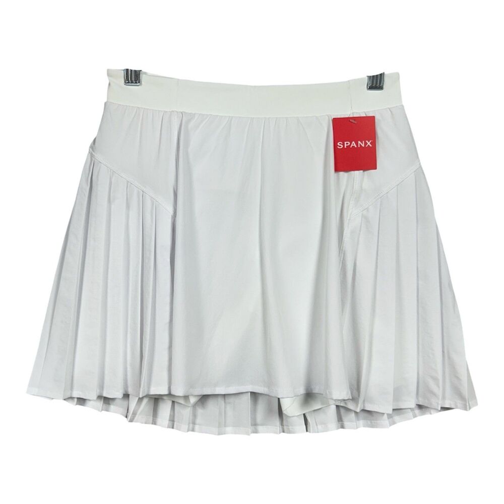 NEW Spanx White Get Moving Pleated Skirt Tennis Pickleball Skort Sz S